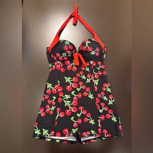 Cherry Print Vintage Inspired One Piece Swim Suit